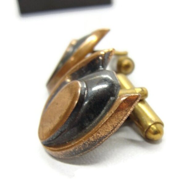 Vintage Modernist Cufflinks Copper Tone Unique Design  Shirt Accessories Wedding - Picture 7 of 13
